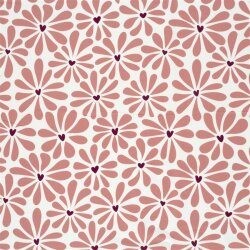 Baumwolljersey Blumen mit Herz - creme