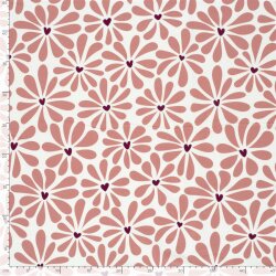 Baumwolljersey Blumen mit Herz - creme