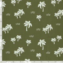 Baumwolljersey Palmen - dunkeloliv