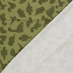 Baumwolljersey süße Dinos - oliv