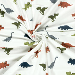 Baumwolljersey bunte Dinos - creme