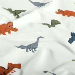 Baumwolljersey bunte Dinos - creme