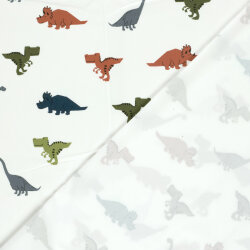 Baumwolljersey bunte Dinos - creme