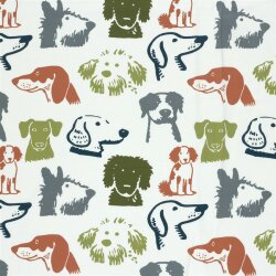 Baumwolljersey bunte Hunde - creme