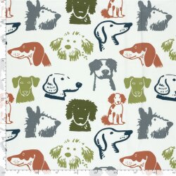 Baumwolljersey bunte Hunde - creme