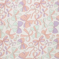 Baumwolljersey Pastell Schleifen - creme