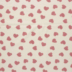 Baumwolljersey Kritzelherzen - softrosa