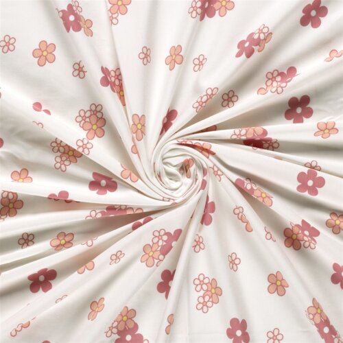 Baumwolljersey Blumenräder  - creme