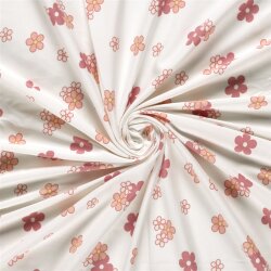 Baumwolljersey Blumenräder  - creme