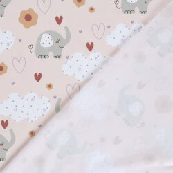 Baumwolljersey verliebte Elefanten - softrosa