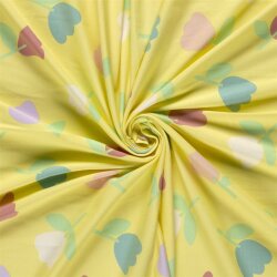 Baumwolljersey bunte Tulpen - gelben