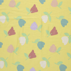 Baumwolljersey bunte Tulpen - gelben