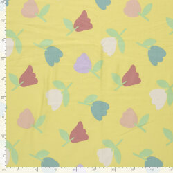 Baumwolljersey bunte Tulpen - gelben