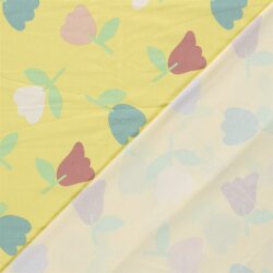 Baumwolljersey bunte Tulpen - gelb