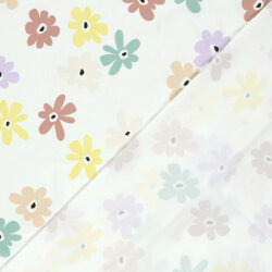 Baumwolljersey Pastell Blüten - creme