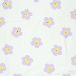 Baumwolljersey fröhliche Blumen - creme