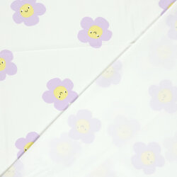 Baumwolljersey fröhliche Blumen - creme
