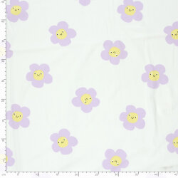 Baumwolljersey fröhliche Blumen - creme