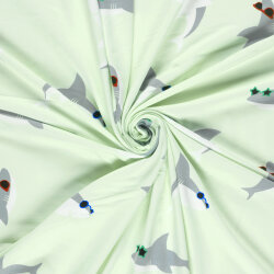 Baumwolljersey coole Haie - mintgrün