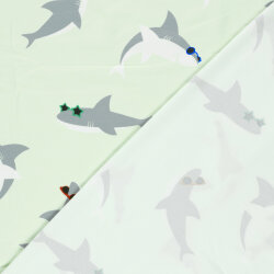 Baumwolljersey coole Haie - mintgrün