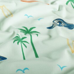 Baumwolljersey bunter Strand - mintgrün