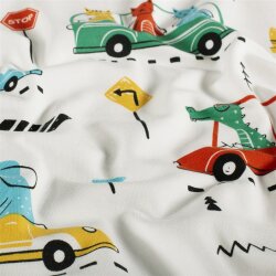 Baumwolljersey Tiere im Straßenverkehr - creme