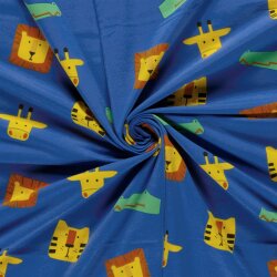 Baumwolljersey Tierköpfe - königsblau