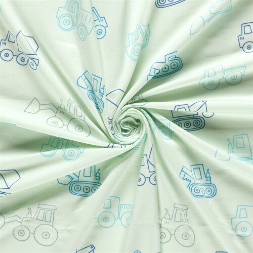Baumwolljersey Baustellenfahrzeuge - softmint