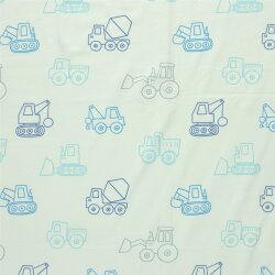 Baumwolljersey Baustelenfahrzeuge - softmint