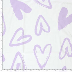 Baumwolljersey Pastellherzen - creme