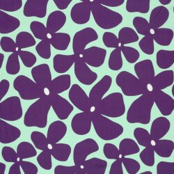 Baumwolljersey lila Blüten - mint