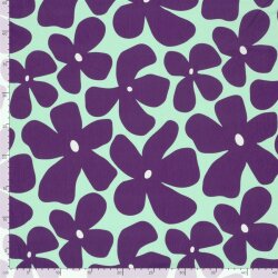 Baumwolljersey lila Blüten - mint