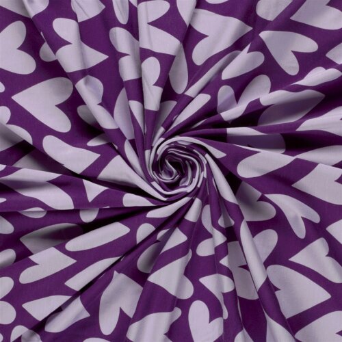 Baumwolljersey Herzen - lila