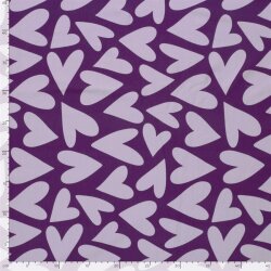Baumwolljersey Herzen - lila