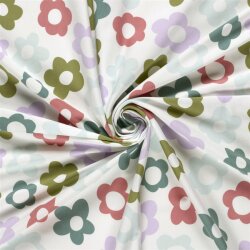 Baumwolljersey Pastell Blumen - creme