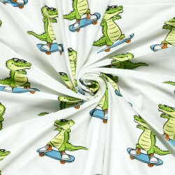 Baumwolljersey skatende Krokodile - creme