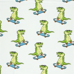 Baumwolljersey skatende Krokodile - creme