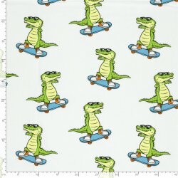 Baumwolljersey skatende Krokodile - creme