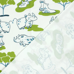 Baumwolljersey Nilpferd & Nashorn- creme