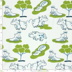 Baumwolljersey Nilpferd & Nashorn- creme