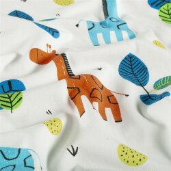 Baumwolljersey bunte Giraffen - creme
