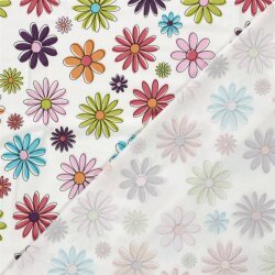 Baumwolljersey ausgemalte Blumen - creme