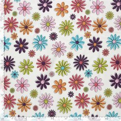 Baumwolljersey ausgemalte Blumen - creme