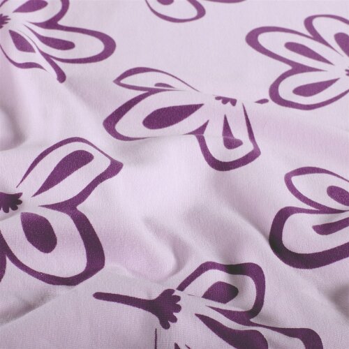 Baumwolljersey lila Blumen - helllila