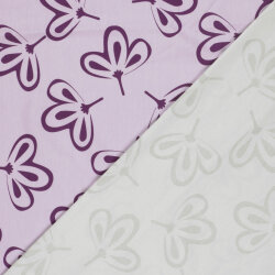 Baumwolljersey lila Blumen - helllila