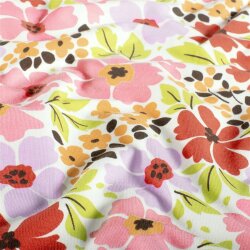 Baumwolljersey Sommer Blumen - creme