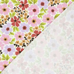 Baumwolljersey Sommer Blumen - creme