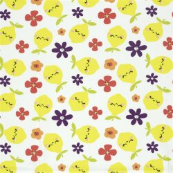 Baumwolljersey glückliche Zitronen - creme