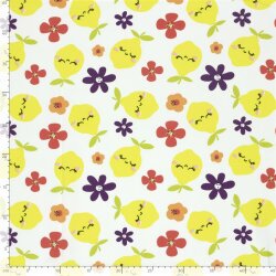 Baumwolljersey glückliche Zitronen - creme