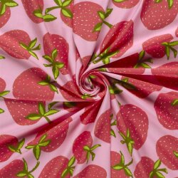 Baumwolljersey große Erdbeeren - rosa